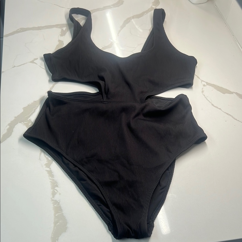 Aerie Black One Piece Swimsuit with Cutout Details
